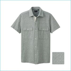 Uniqlo X Theory men’s dry pique full open polo shirt grey size large